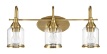 Twilight Three Lights Brushed Gold Contemporary Vanity Light 22"W × 10"H × 7.48"E with Clear Glass