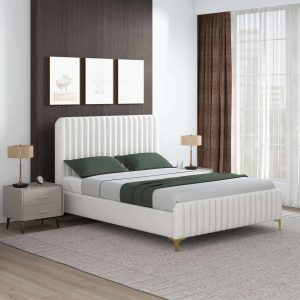 Valery King Size Cream Boucle Platform Bed