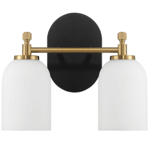 Vortex Two Lights Vanity in Traditional Style for Over Bathroom Mirror Wall Sconce 12.25"W × 10.125"H × 5.5"E With White Frosted Glass