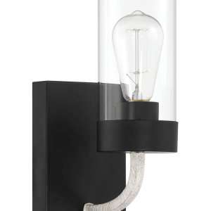 Zephyr Single Light Sconce With Clear Glass Metal Black Finish